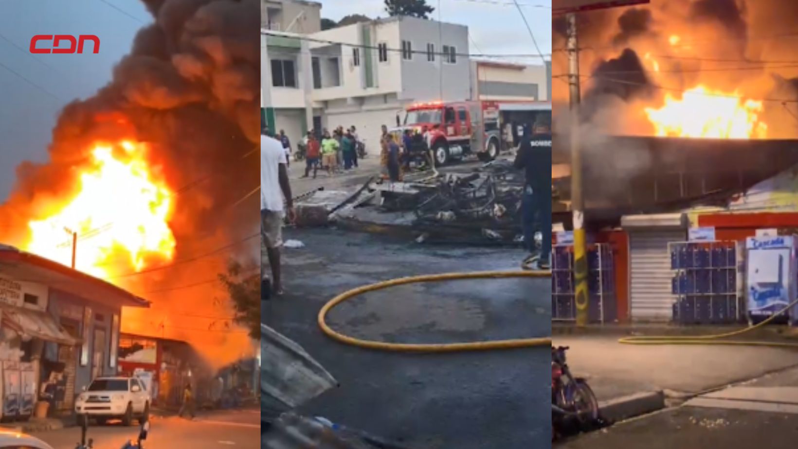 incendio en comercios en Imbert