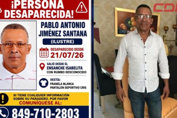 Buscan a hombre de 61 años desaparecido tras salir de su casa en el ensanche Isabelita