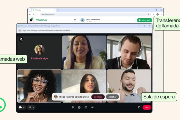 Los usuarios pueden hacer y recibir llamadas y videollamadas, tanto individuales como en grupo, directamente desde WhatsApp Web, sin necesidad de descargar ninguna app. Crédito de la imagen: WhatsApp.
