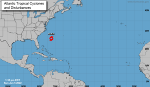 Foto de la tormenta tropical Alex, del Centro Nacional de Huracanes (NHC)