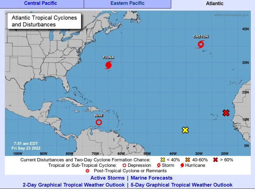 El huracán Fiona va hacia Canadá y la tormenta Gastón hacia las Azores