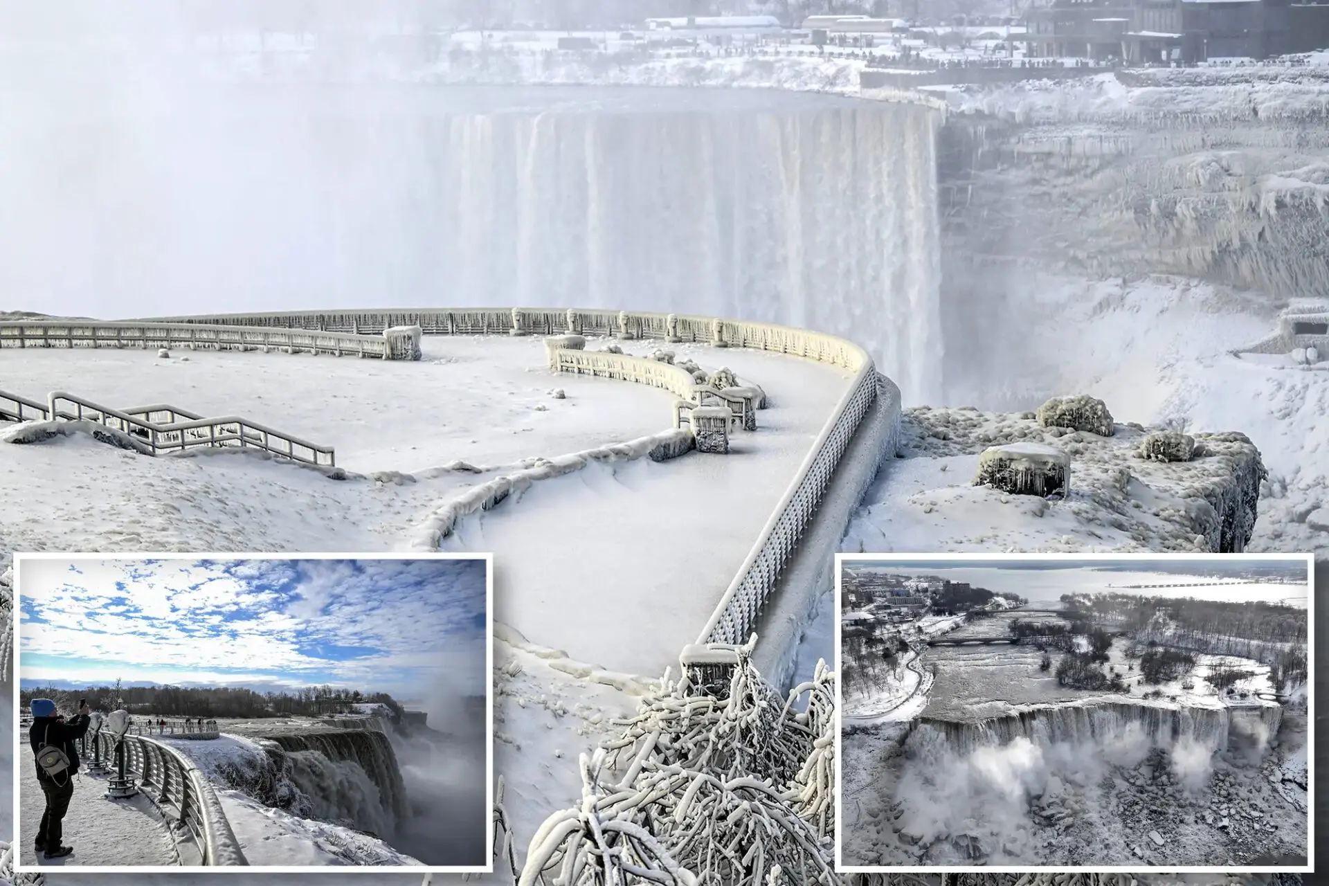 Mira las cataratas del Niágara semi congeladas por la ola de frío en EEUU