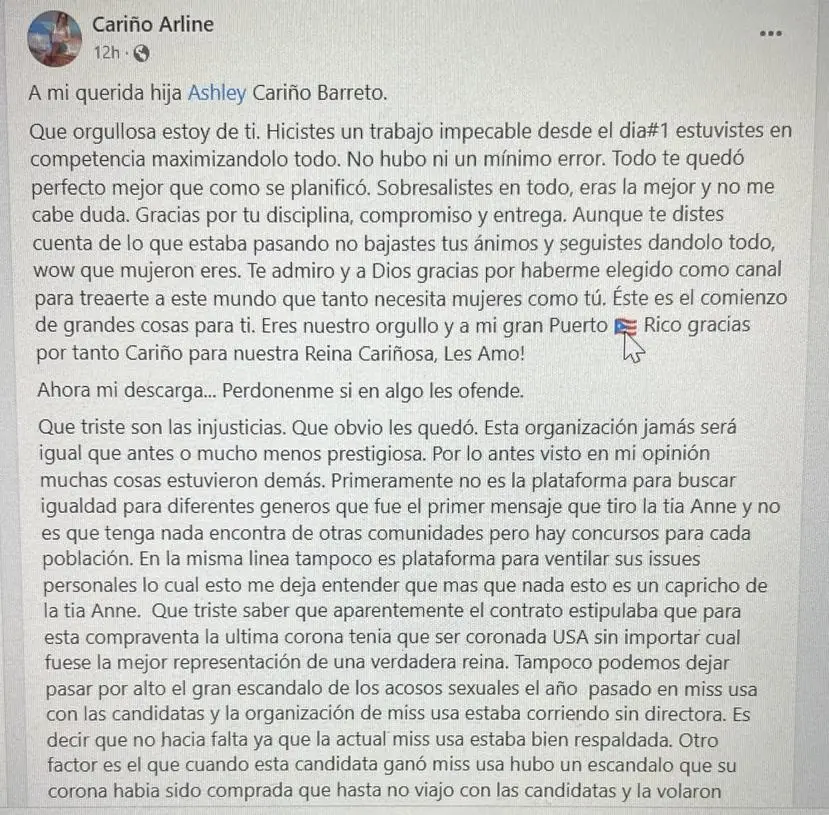 Madre de Miss Puerto Rico ataca a República Dominicana y Venezuela