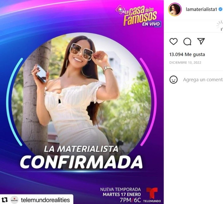 La Materialista va a darlo todo en La Casa de los Famosos 3