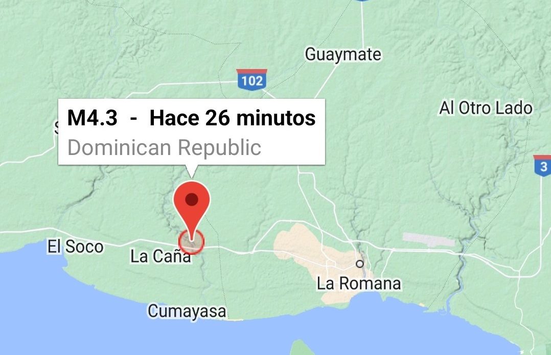 Se registra sismo de magnitud 4.6 en el Este del país