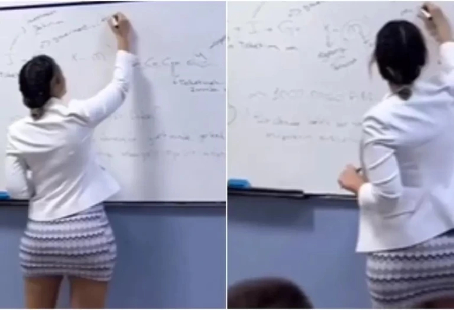 Sensual profesora de química se roba la mirada de sus estudiantes