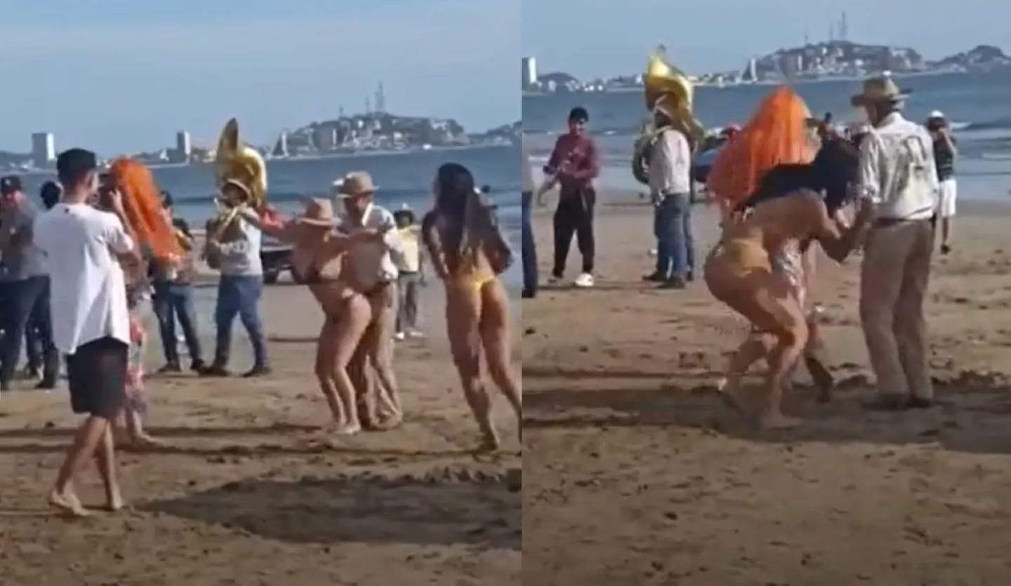Anciano junto a un grupo de chicas en una playa escandalizó a todos