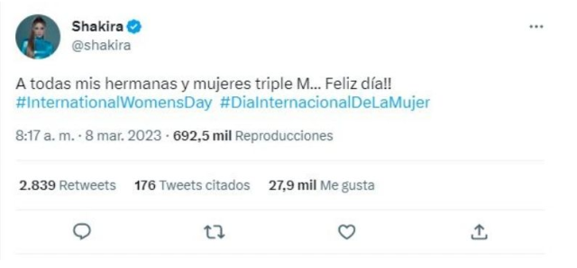 Shakira explotó las redes con su fuerte mensaje por el Día de la Mujer