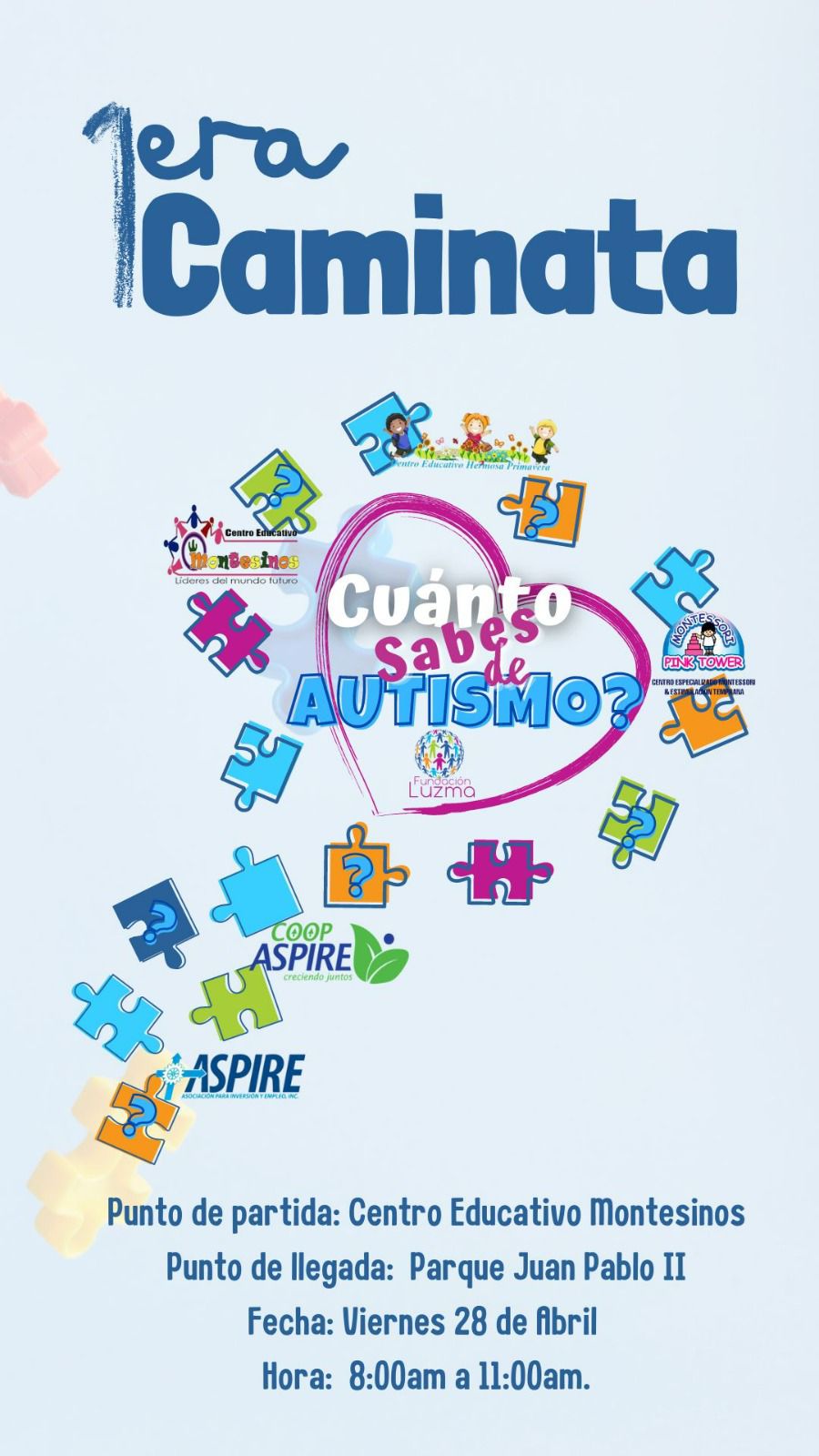 Instituciones inclusivas se unen en la 1era edición de la caminata "¿Cuánto Sabes de Autismo?"