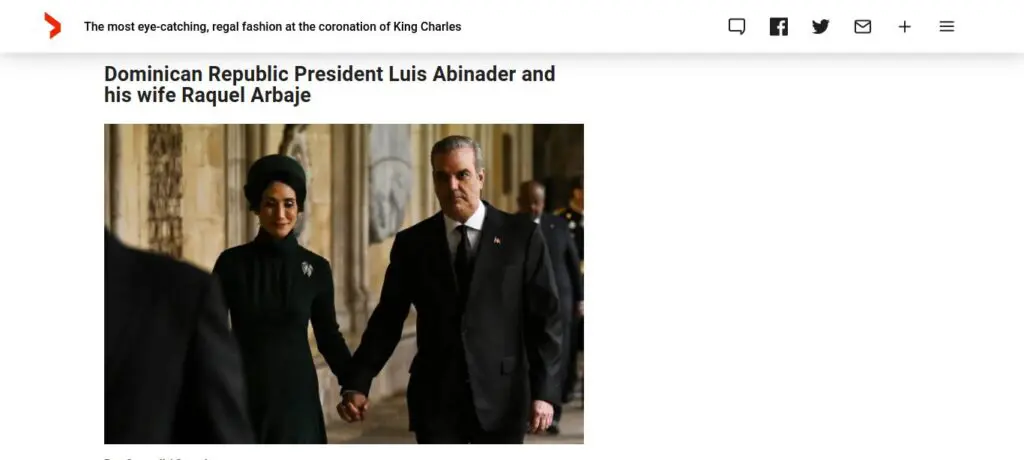 Abinader y Raquel en lista de mejores vestidos de coronación de Carlos III