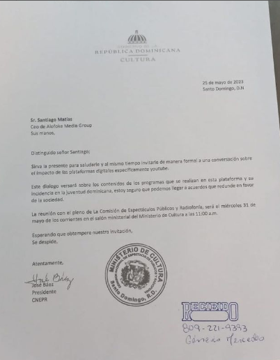 Espectáculos Públicos cita a Santiago Matías por malas palabras en su plataforma