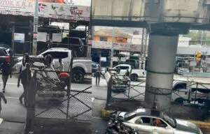 Vehículo cae del elevado de la avenida 27 de Febrero