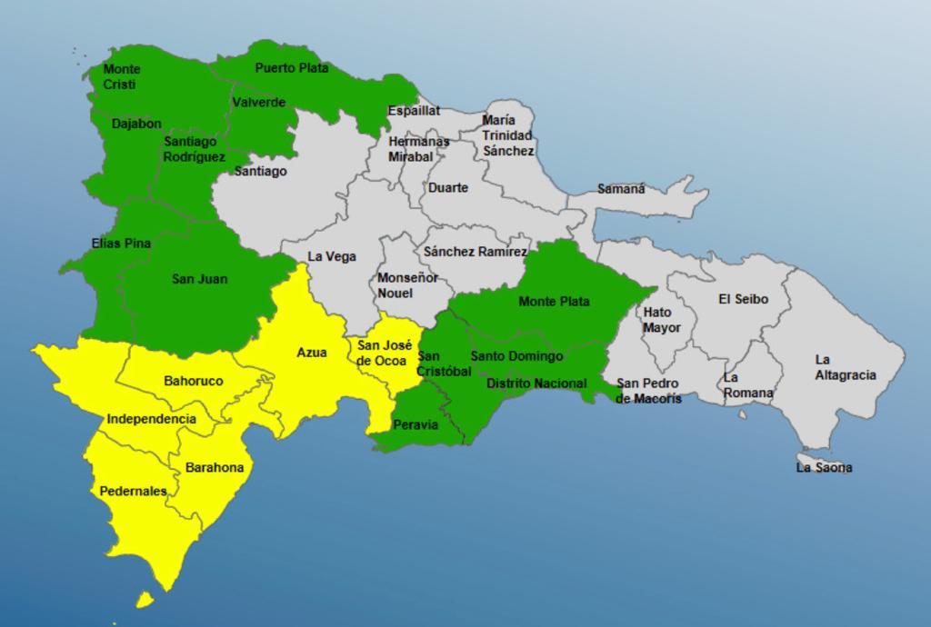 COE coloca 18 provincias en alerta verde y amarilla por lluvias