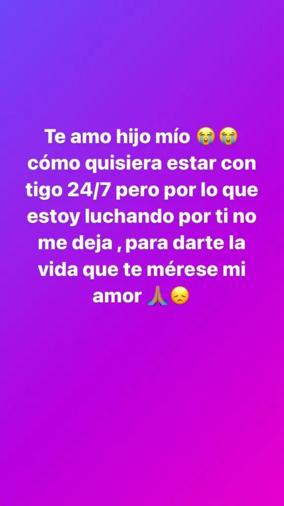 La Perversa publica foto llorando y mensajes a su hijo