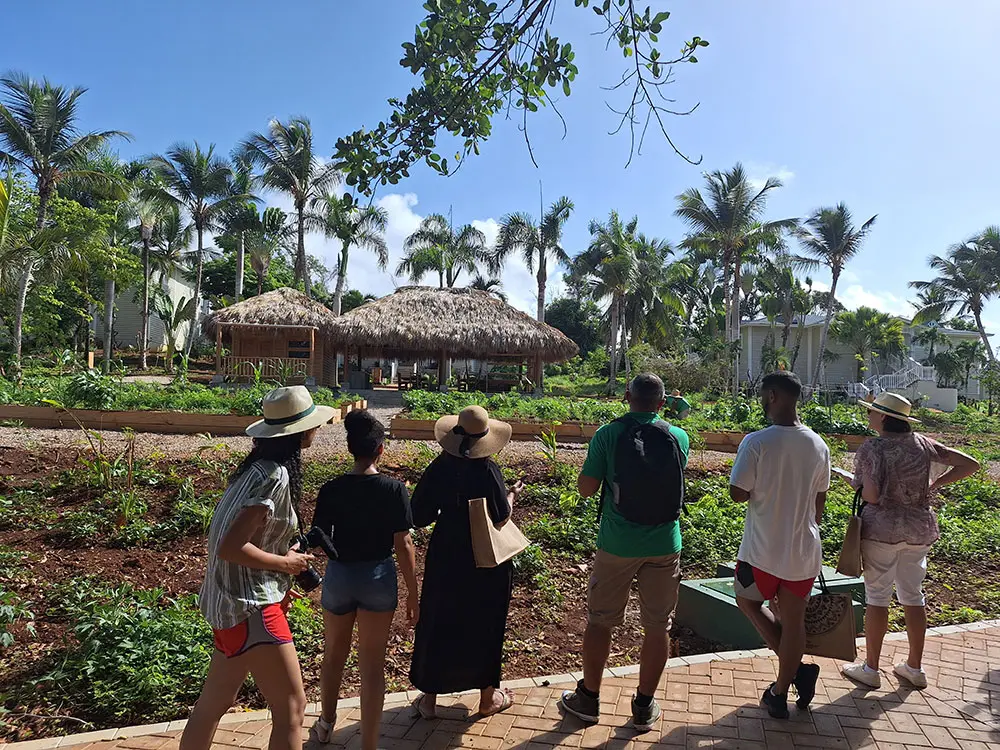 Periodistas en un recorrido por la isla .