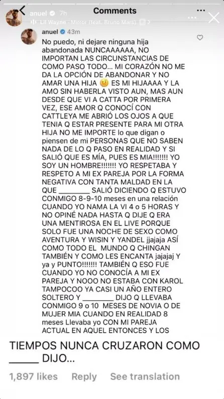 Anuel AA: "los hijos no tienen la culpa de los problemas de los padres"