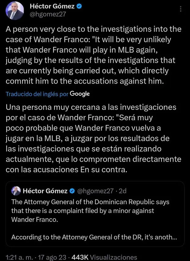 Se complica caso de Wander Franco y aseguran que "podría no volver"