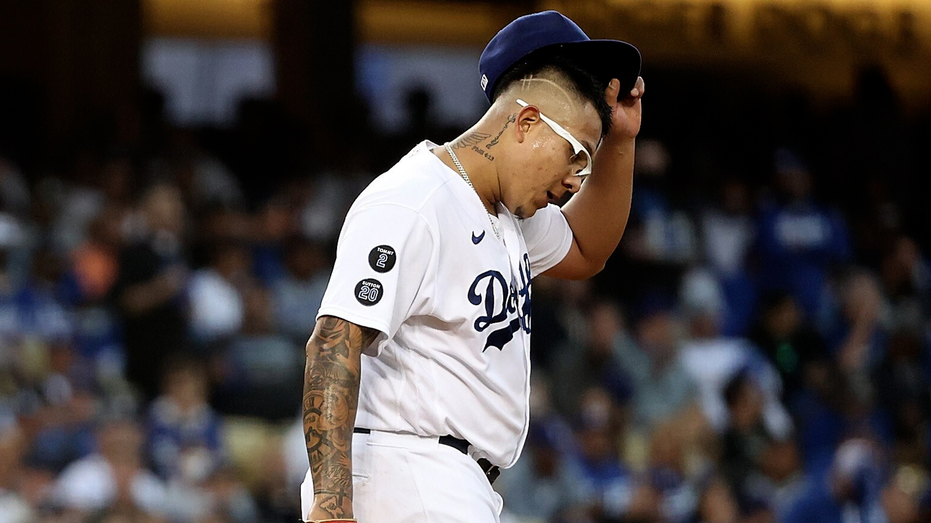 Julio Urias and Daisy Perez attend the Los Angeles Dodgers