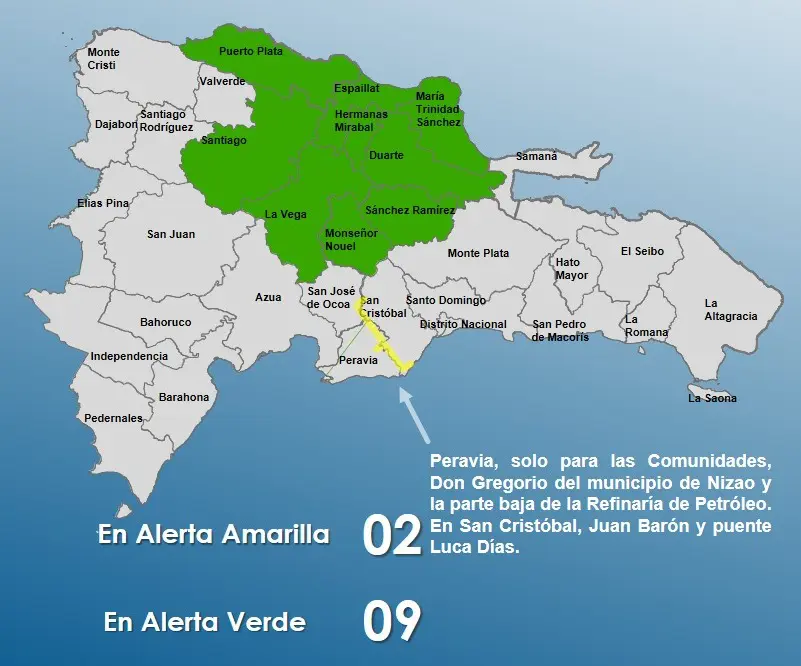 COE reduce a 11 las provincias en alerta por disminución de lluvias