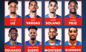 Parte de la Selección de Baloncesto de la República Dominicana que disputará con México