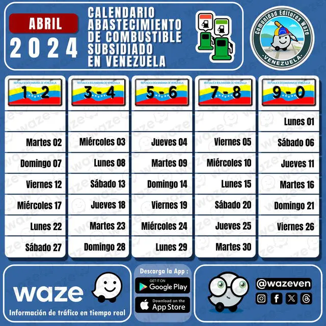 Gasolina subsidiada en Venezuela abril 2024 CALENDARIO para surtir