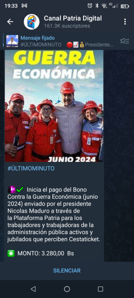 Pagan Bono de Guerra para trabajadores de junio 2024 de 3.280 bolívares