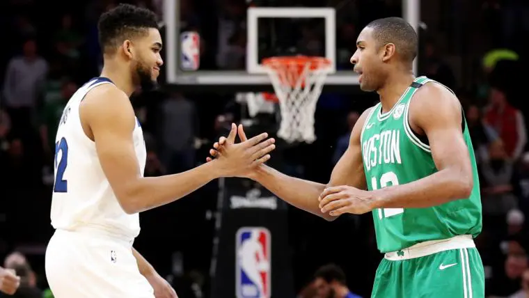 Al Horford Karl Towns en un duelo entre Boston Celtices y Minnesota Timberwolves