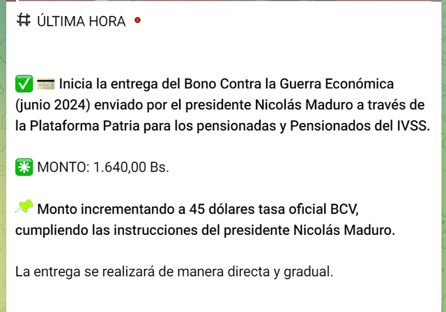 Buenas noticias para los abuelos en Venezuela BONO de 1.640 bolívares