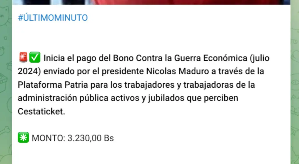PAGO Bono de Guerra y Segundo Bono Especial HOY, 16 de julio 2024