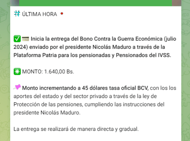 BONO ESPECIAL de 45 dólares para pensionados cobra en 5 pasos