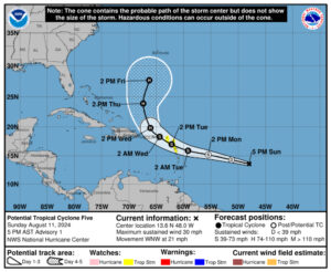 Se forma el Potencial Ciclón Tropical #5 y amenaza a las Antillas