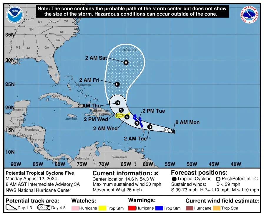 Ciclón Ernesto no impactaría directamente a República Dominicana
