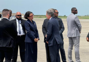 El jefe de la diplomacia estadounidense, Anthony Blinken, este jueves en Puerto Príncipe