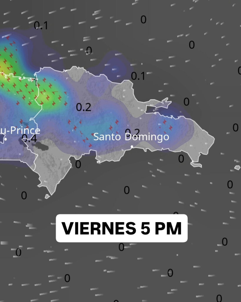 Entre 4 y 6 PM, el potencial de lluvias significativas aumentará en la Cordillera Central