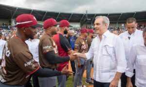 El presidente Luis Abinader este sábado, durante entrega de Estadio José Briceño de Puerto Plata.