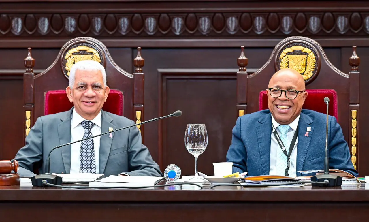 El presidente del Senado y de la Asamblea Nacional Revisora, Ricardo de los Santos, y el vicepresidente de la Asamblea y presidente de la Cámara de Diputados, Alfredo Pacheco. (Foto: externa)