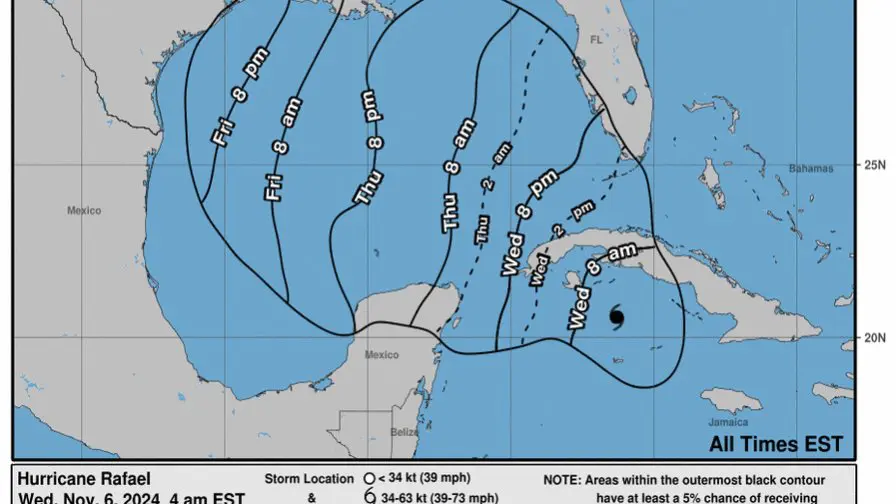 Cuba decreta la fase de "alarma" para provincias del oeste por huracán Rafael