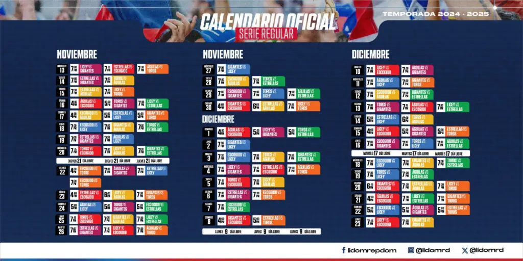 LIDOM da a conocer modificación del calendario 2024-2025