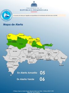 COE eleva a cinco las provincias en alerta amarilla por intensas lluvias