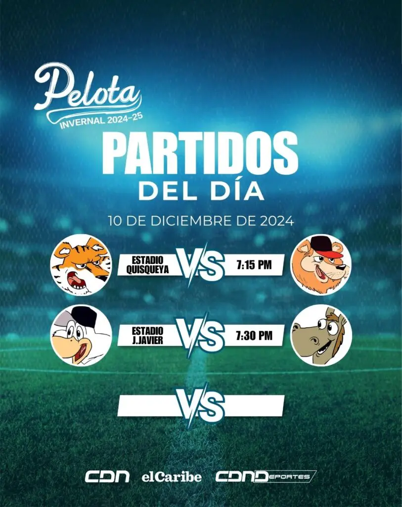 LIDOM: Juegos HOY 10 de diciembre de 2024 en la pelota invernal