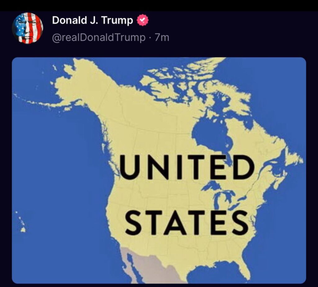 Trump difunde un mapa con Canadá como parte de EEUU