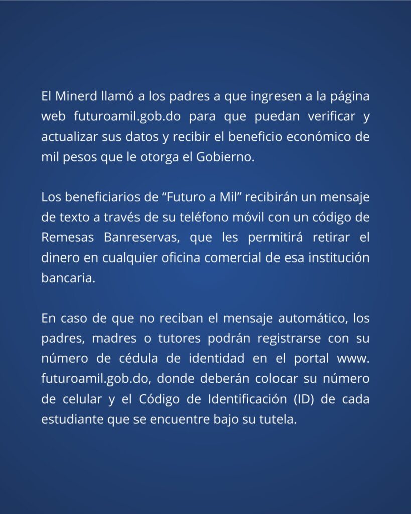 Vuelve el Bono Escolar 2025 de RD$1000: Conoce NUEVA FECHA