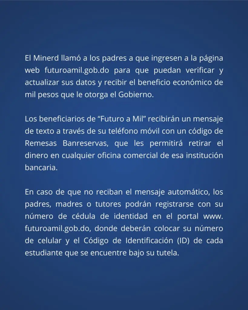 Vuelve el Bono Escolar 2025 de RD$1000: Conoce NUEVA FECHA