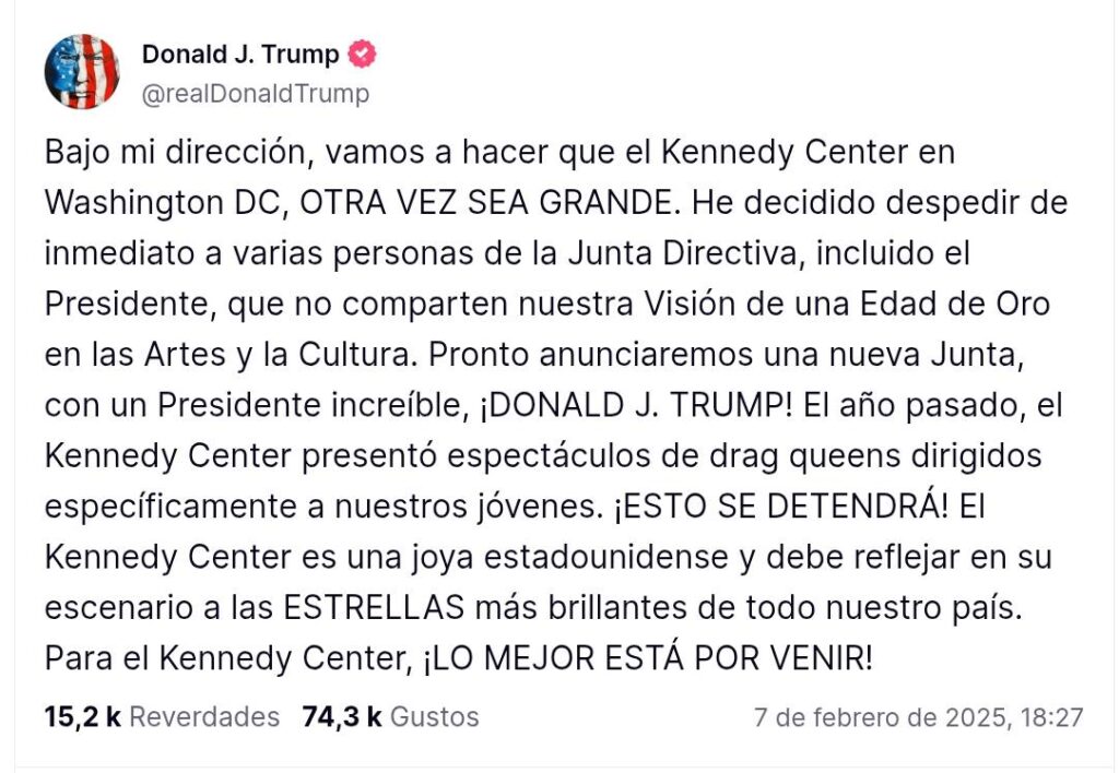 La "revancha" de Trump también va por las artes