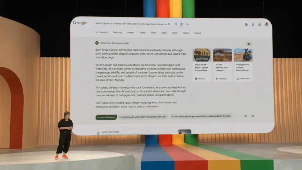 La idea del Modo IA de Google se desveló por primera vez en la conferencia Google I/O 2023
