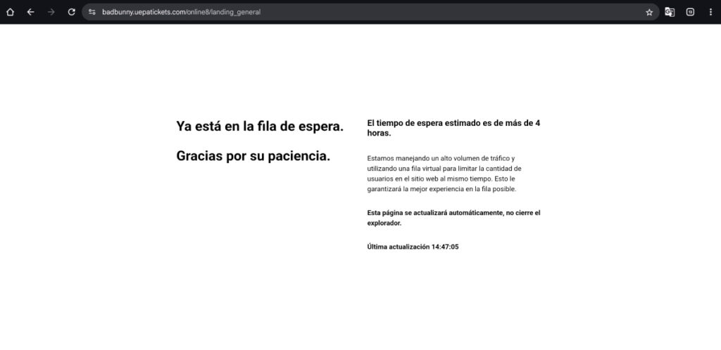 Portal de venta de boletas para Bad Bunny se cae en primera hora