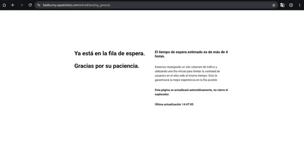 Portal de venta de boletas para Bad Bunny se cae en primera hora