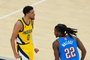 Tyrese Haliburton encabezó a Indiana Pacers frente a Oklahoma City en el juego tres de la final de la NBA
