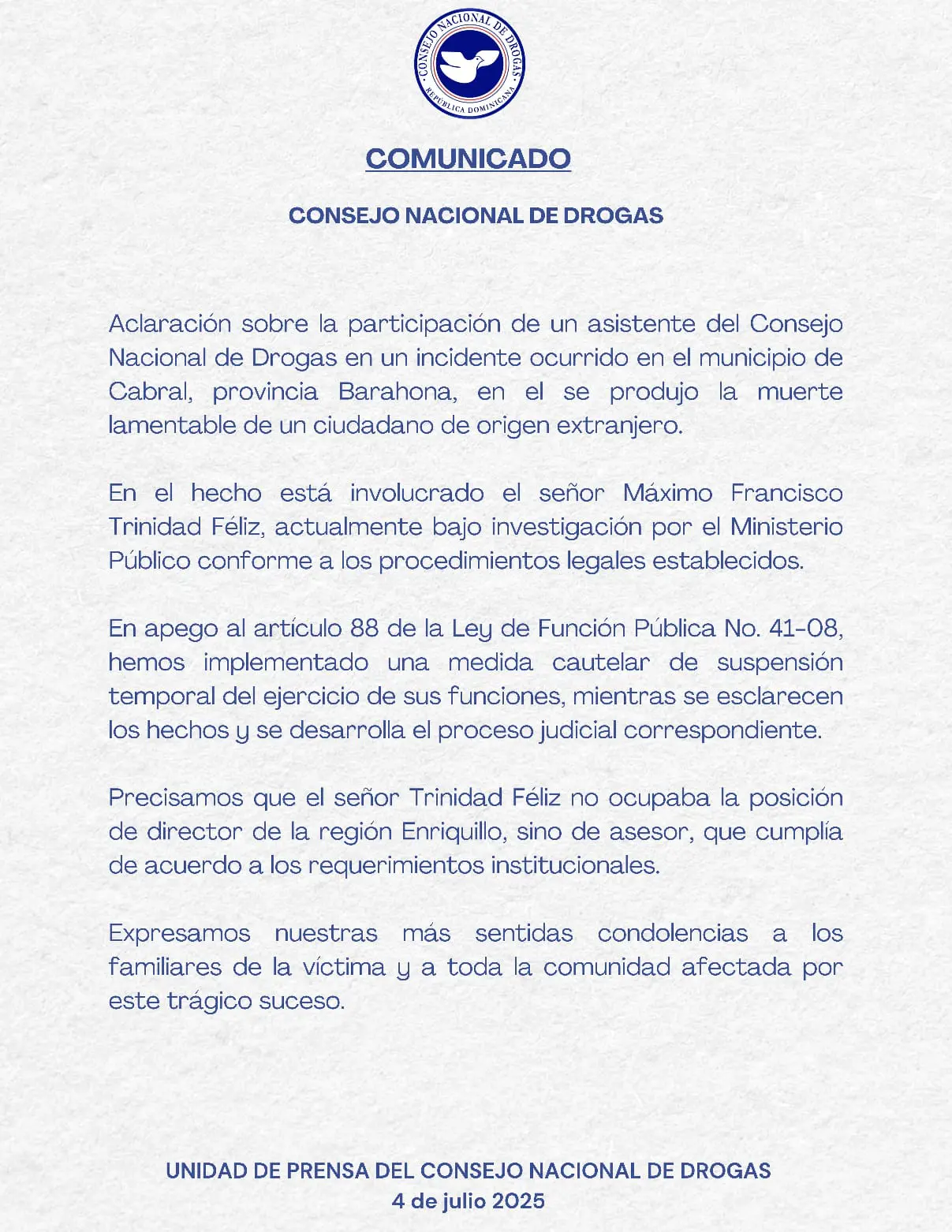 COMUNICADO OFICIAL