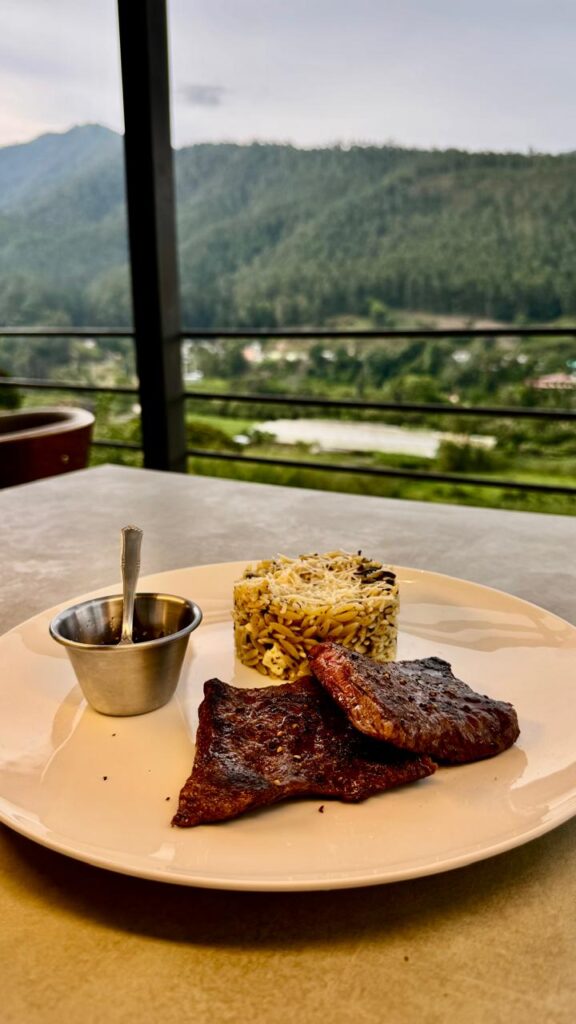 Churrasco con orzo en el restaurante Alhambra